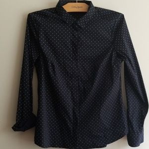 H&M polka dot navy button up